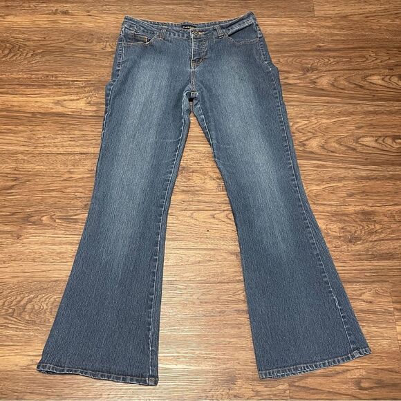 Vintage Playboy Flare Jeans With Factory Fading Blue Size 7 - Picture 2 of 9